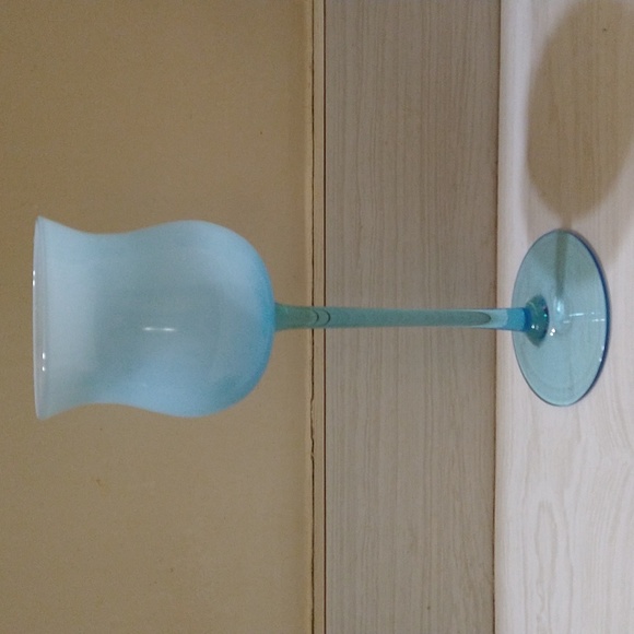 Other - Vintage MCM Empoli Italian Moonstone Blue Tall Stemmed Blown Art Glass Vase